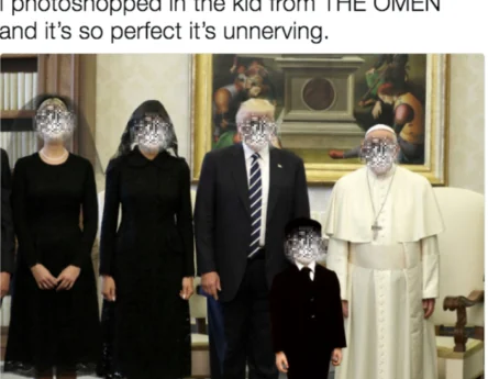 Poor meme for Pope Francis swatting Trump’s hand (Vatican meeting, 2017)